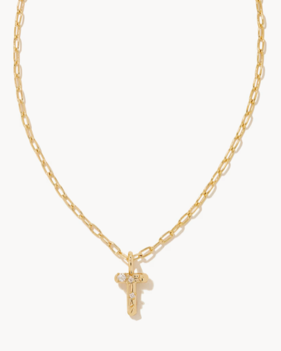 Crystal Gold Metal Pendant Necklace LETTER T