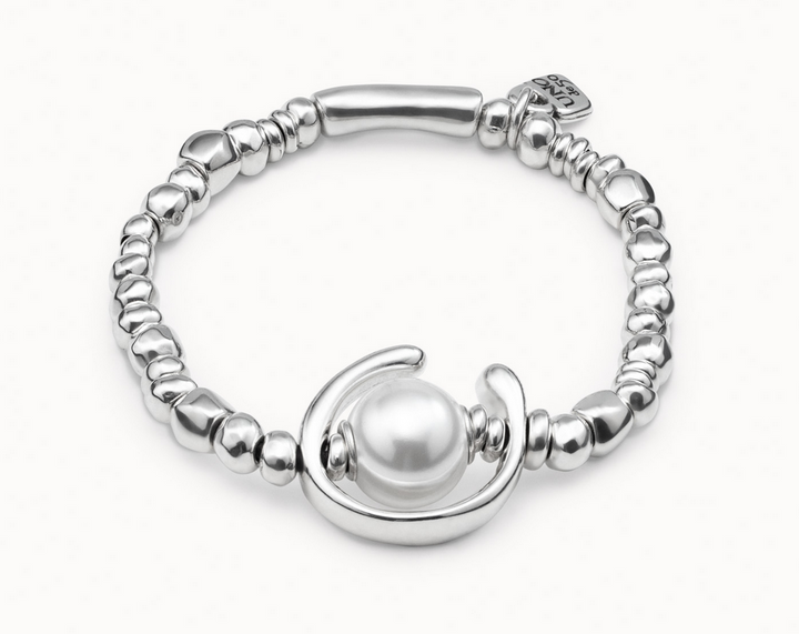 Another Round Oh Oh Oh Silver Bracelet with White Pearl Medium