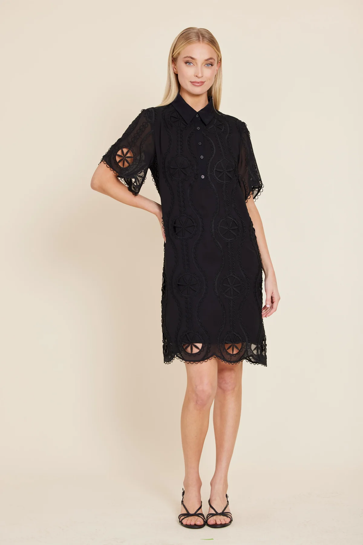 Crepe Cutout Design Dress Black