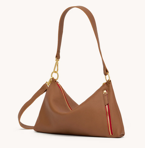 Kyle Medium Bag Mahogany Pebble/Brushed Gold Red Zip