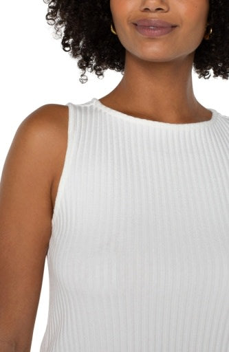 Sleeveless High Boatneck Knit Top - Snow
