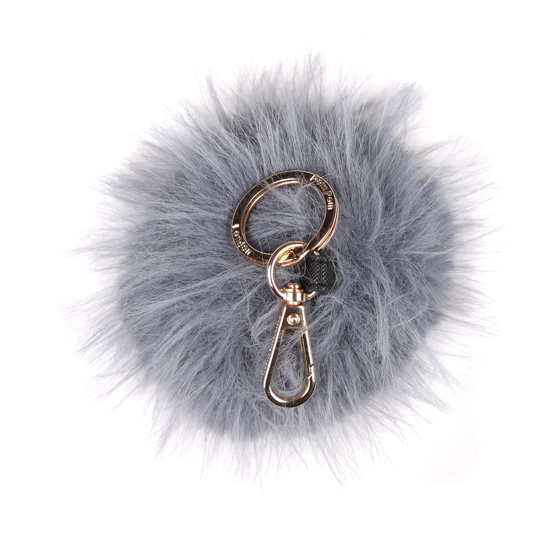 Large Pom Pom Keyring Slate Blue