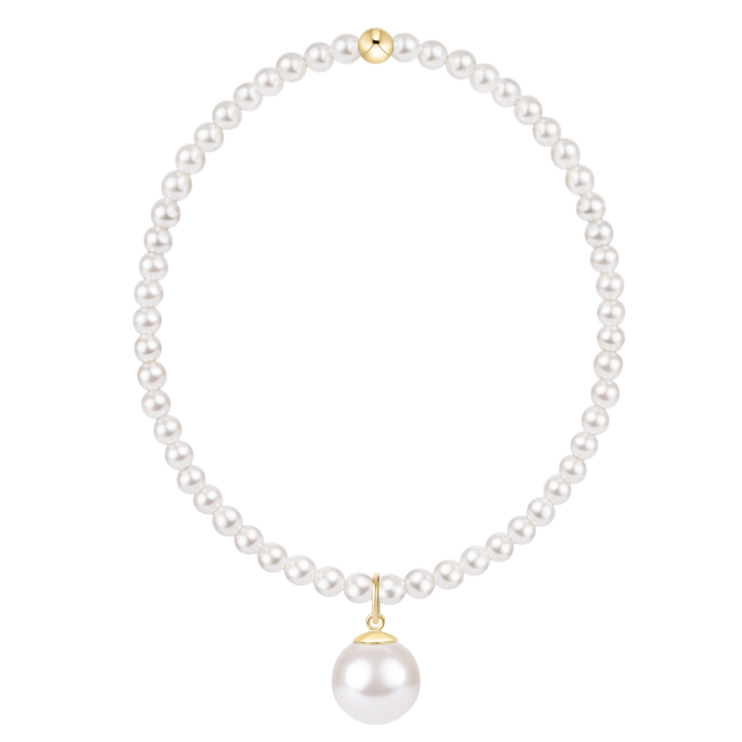 Classic Pearl 3mm Bracelet with Classic 10mm Pearl Charm Gold
