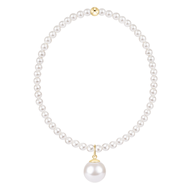 Classic Pearl 3mm Bracelet with Classic 10mm Pearl Charm Gold
