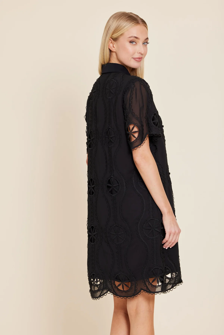 Crepe Cutout Design Dress Black