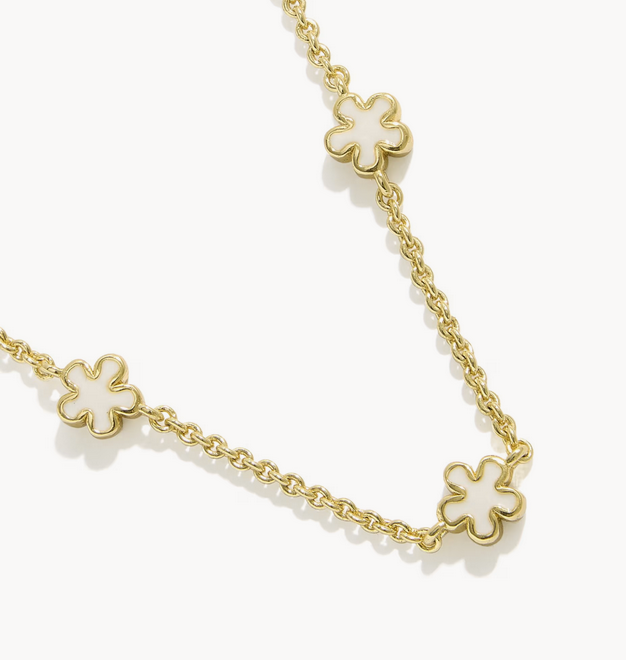 Jane Strand Necklace White Enamel Gold