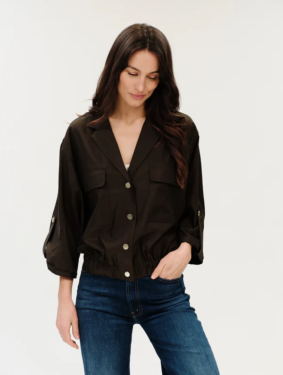 Celine Front Flat Double Pocket Elastic Hem Jacket Army Green
