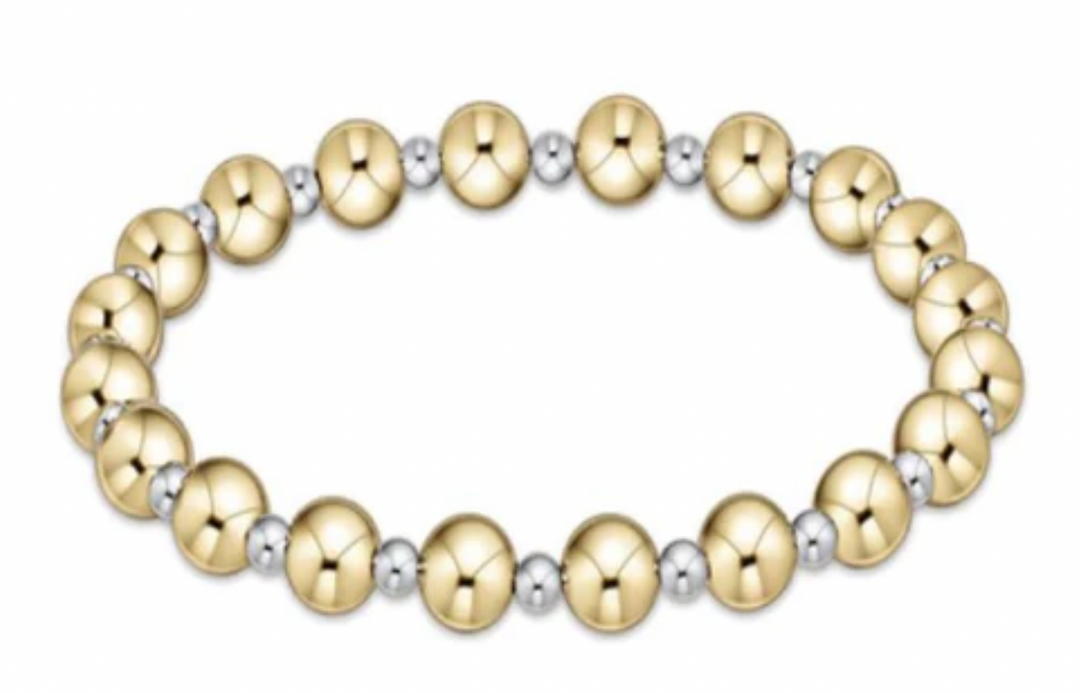 Classic Grateful Pattern 6mm Bead Bracelet Mixed Metal
