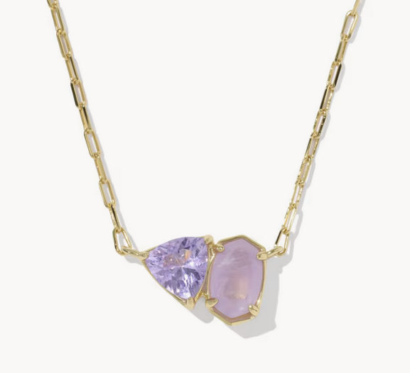 Tatum Short Pendant Necklace Purple Mix Gold