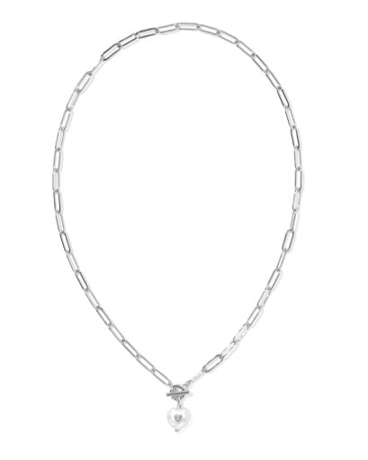 Sasha Heart Short Pendant Necklace Freshwater Cultured Pearl Silver