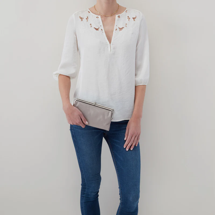 Lauren Clutch Leather Wallet Light Grey
