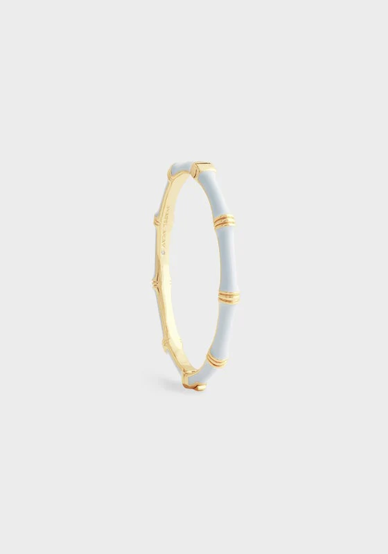 Anabel Aram Bamboo Enameled Hinged Bangle Pale Blue