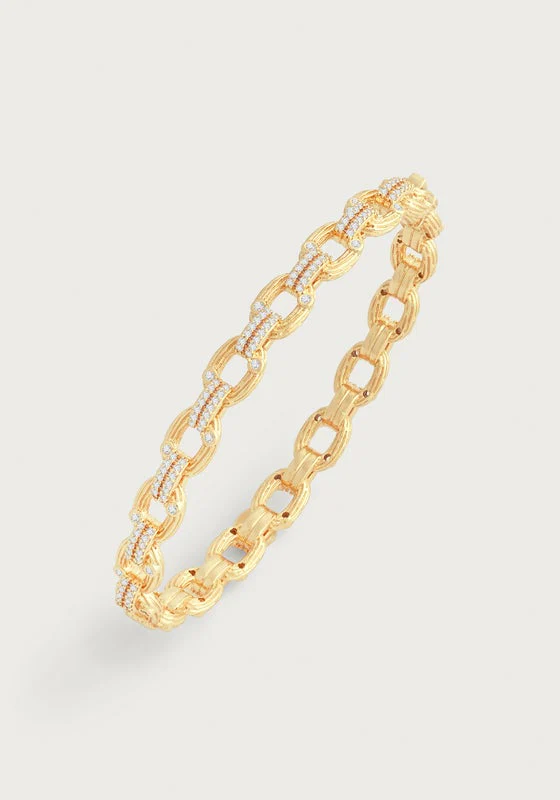 Anabel Aram Enchanted Forest Chain Hinged Bangle Gold