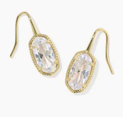 Lee Luxe Drop Earrings White CZ Gold