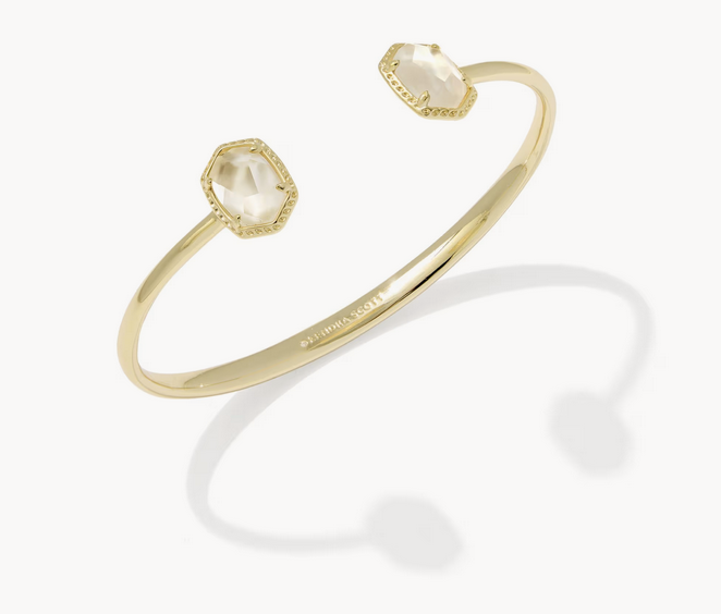 Daphne Frame Cuff Bracelet Ivory MOP Gold