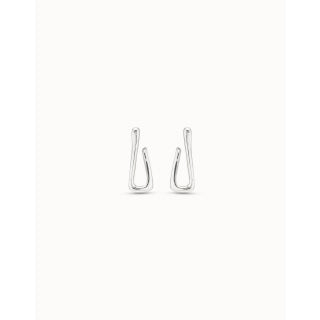 For U Link Shaped Hoop Earrings Silver