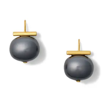 Statement Making Large Pebble Pearls Earrings Noir Black