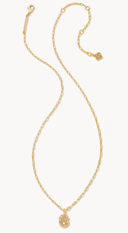 Crystal Gold Metal Pendant Necklace LETTER G