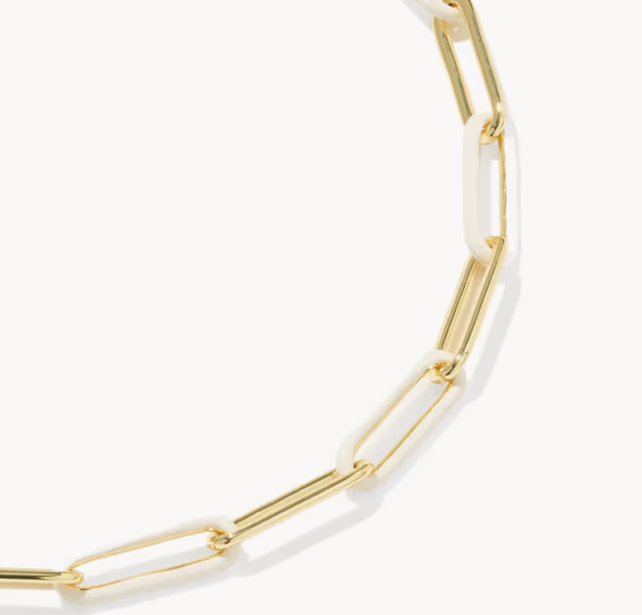 Courtney Enamel Link Bracelet Gold White Enamel