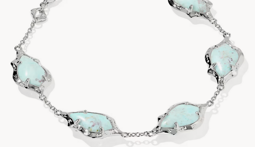 Adriana Scallop Frame Delicate Chain Bracelet Sea Green Chrysocolla Silver