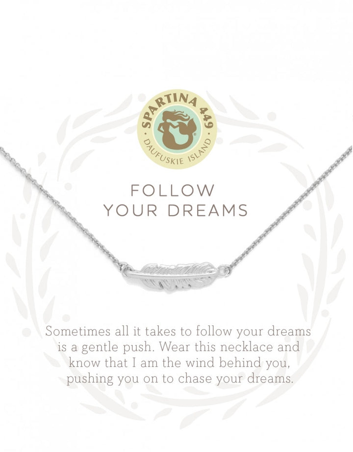 Sea La Vie Necklace Follow Your Dreams/Feather Silver