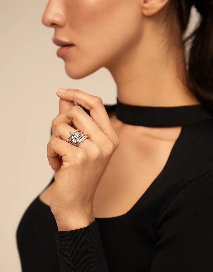 Prisoner Multi Row Ring with Charm Size 6