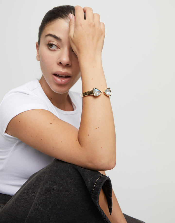 Ser Camaleónica Bracelet Gold with Clear Crystals Large
