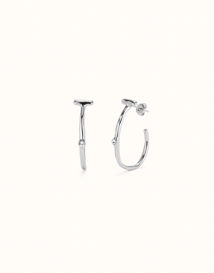 Ser Indomable Hoop Earrings with White Topaz Silver