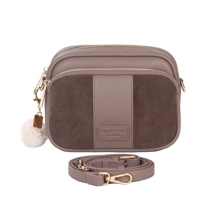 Pom Pom London Original Suede & Leather Bag Mocha