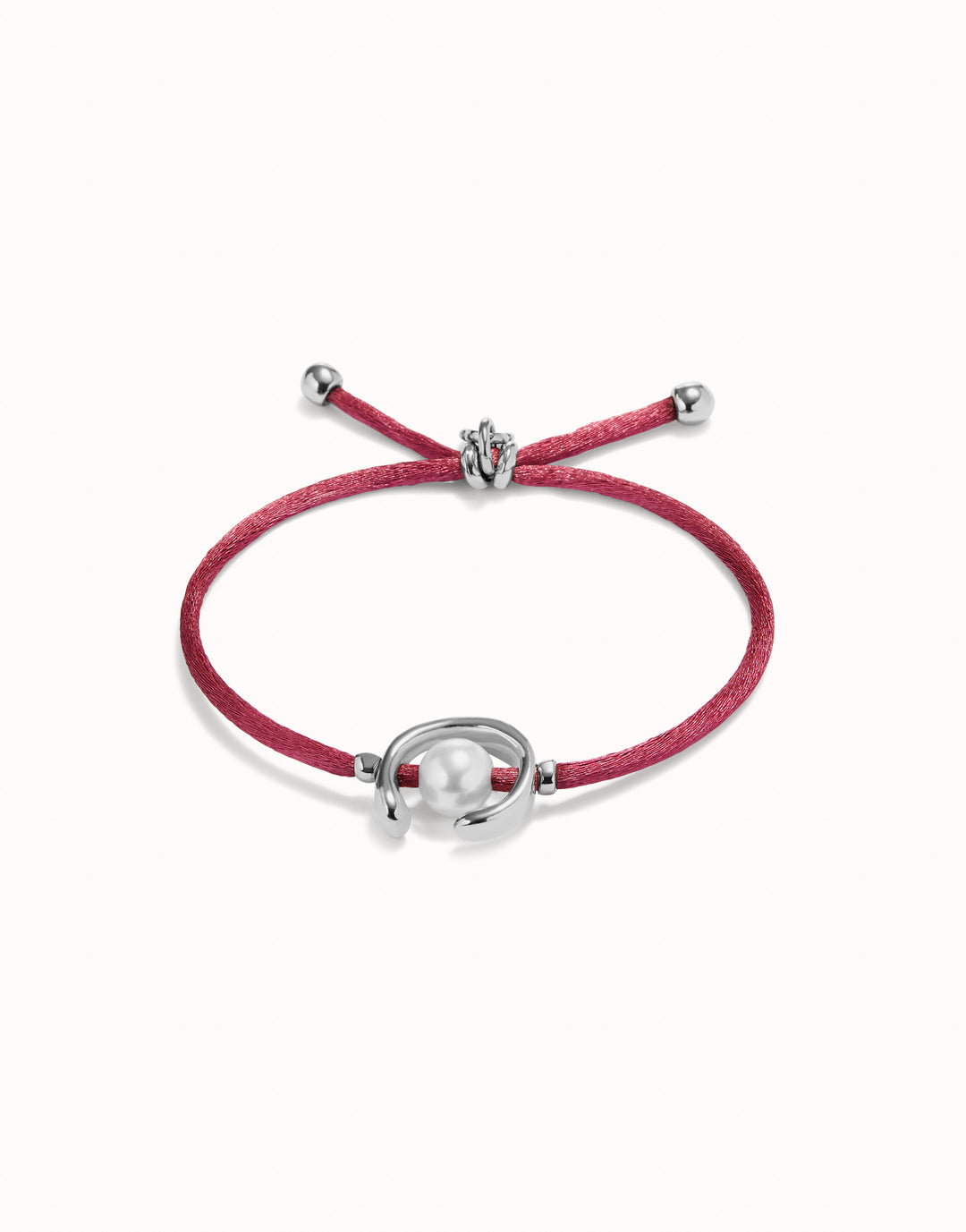 Ser Diferente Red Cord Silver w/Pearl Bracelet