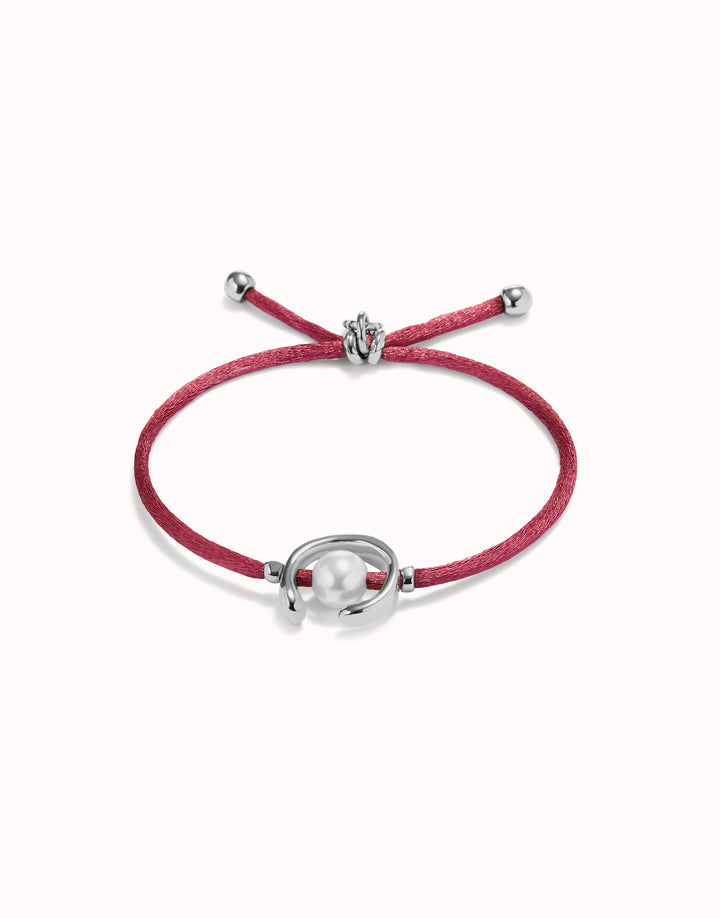 Ser Diferente Red Cord Silver w/Pearl Bracelet
