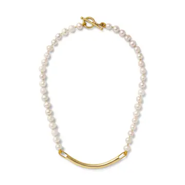 Lady Id 14k Gold Over Brass Pearl Necklace