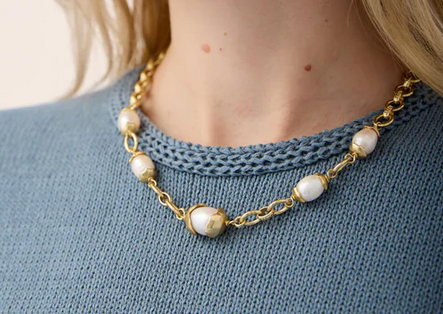 Karina Pearl Chain Necklace 18" Pearl
