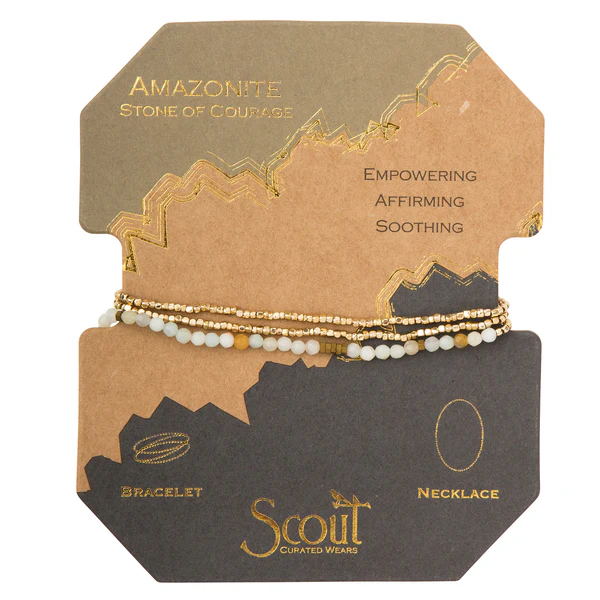 Delicate Stone Wrap Bracelet/Necklace Amazonite/Gold/Courage