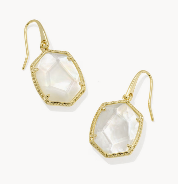 Daphne Frame Drop Earring Ivory MOP Gold