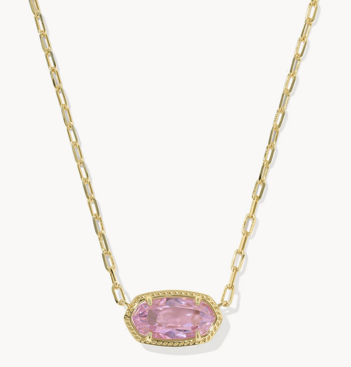 Elisa Luxe Pendant Necklace Light Pink CZ Gold