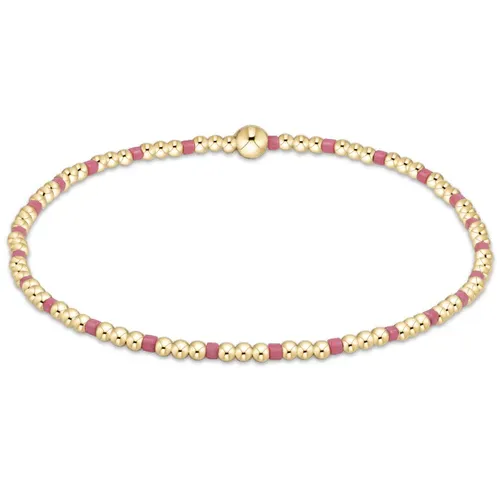 Hope Sincerity Pattern 2mm Bead Bracelet Bright Pink