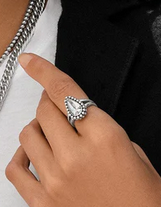 Twinkle Luxe Teardrop Ring Silver Sz 8