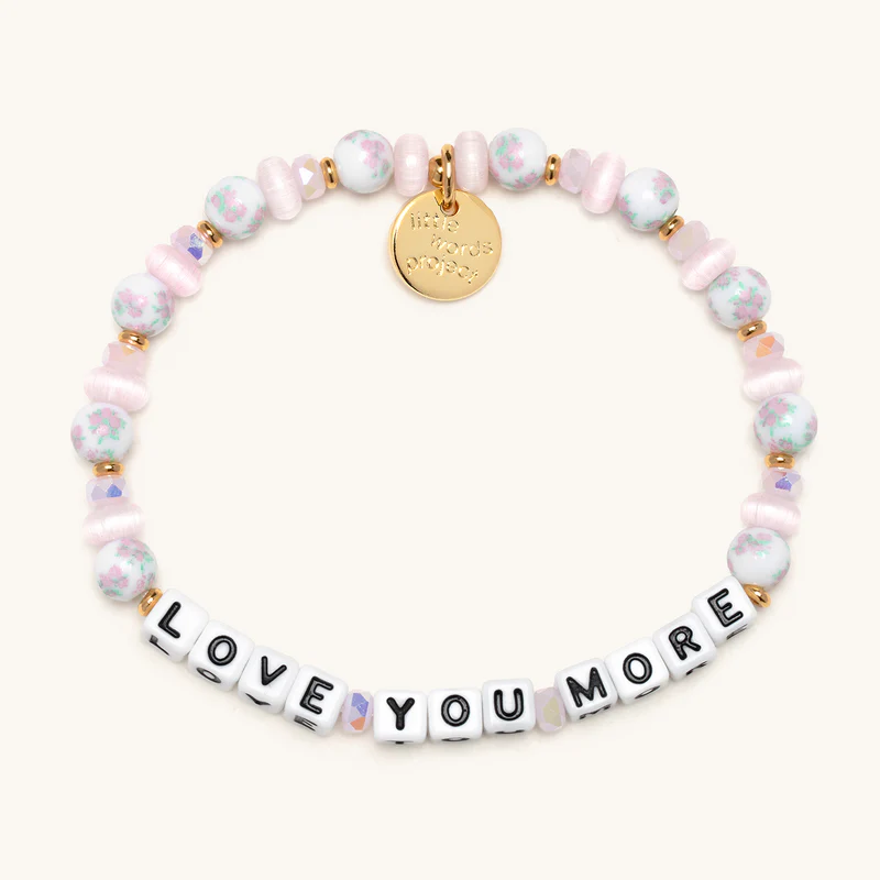 Love You More Beaded Bracelet Flirty Florals White