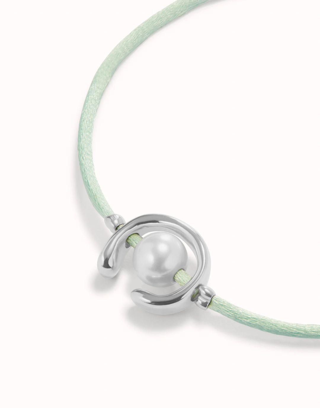 Ser Diferente Aqua Green Cord Silver w/Pearl Bracelet