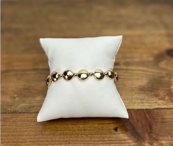 Honesty Grateful Pattern 6mm  Bead Bracelet Gold