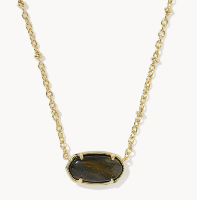 Elisa Tiger Stripe Necklace Gold Dark Brown Hawks Eye
