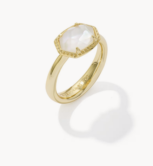 Daphne Frame Band Ring Ivory MOP Gold Size 7