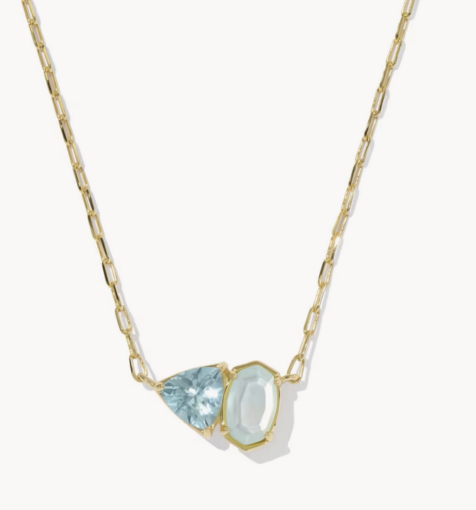 Tatum Short Pendant Necklace Light Blue Mix Gold