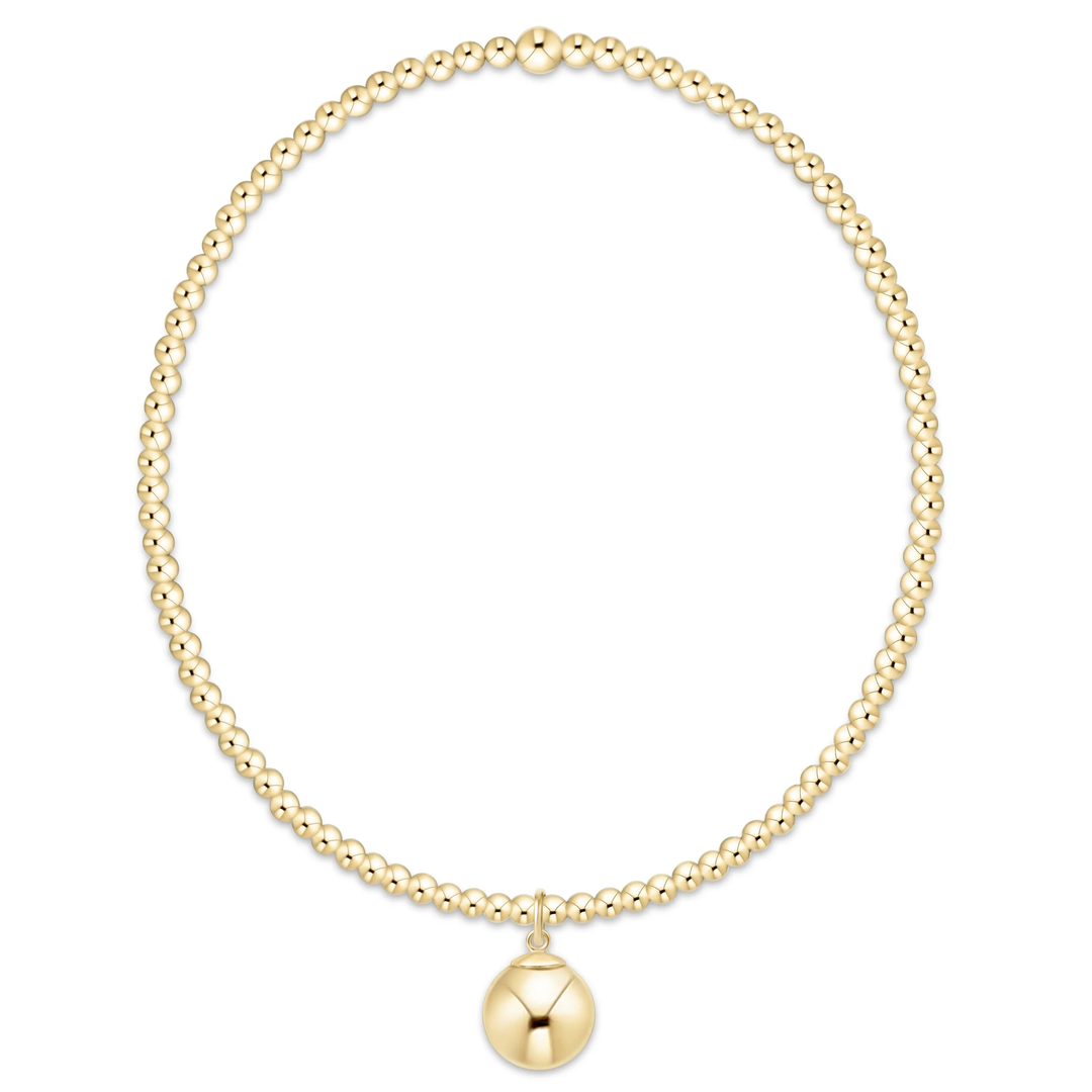 Classic 2mm Bracelet with Classic 8mm Charm Gold