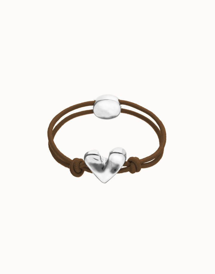 Beat Brown Elastic Bracelet with Heart Charm