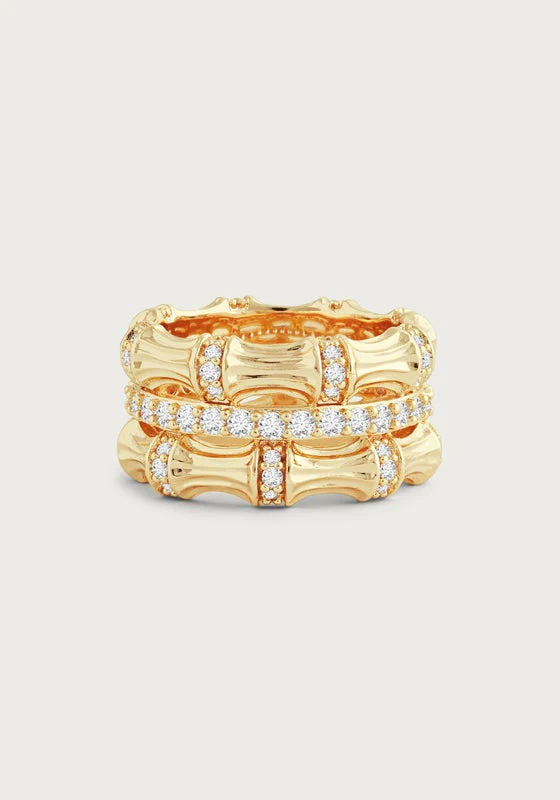 Anabel Aram Bamboo Stack Ring Size 8