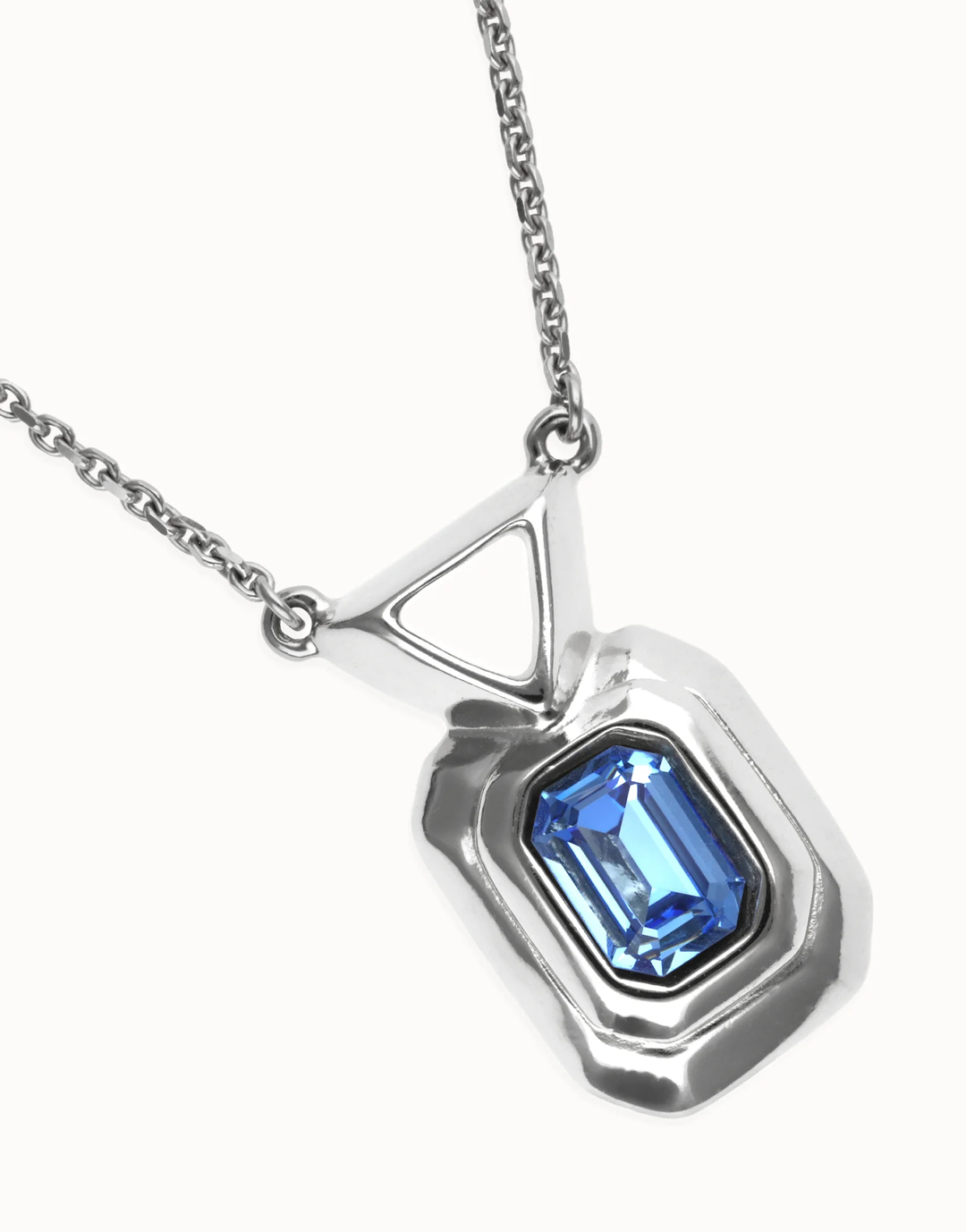 Core Necklace with Rectangular Blue Faceted Crystal