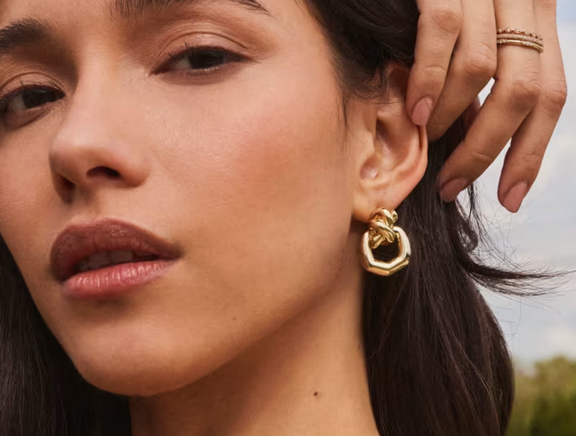 Parker Knot Open Frame Earrings Gold