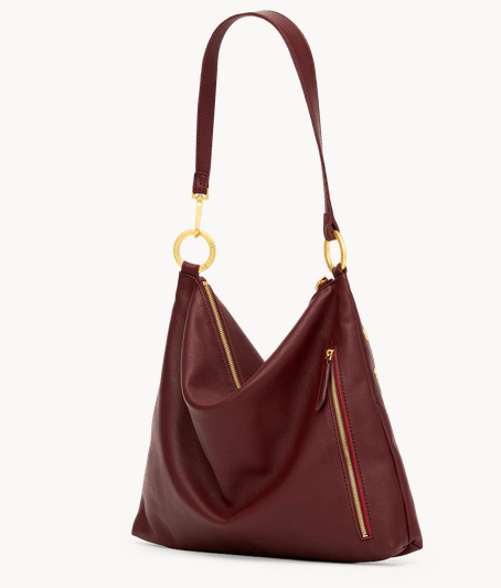 Kyle Large Shoulder Bag Cherrywood Pebble Brushed Gold